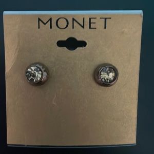 Monet topaz post earrings with bronze tone finishing